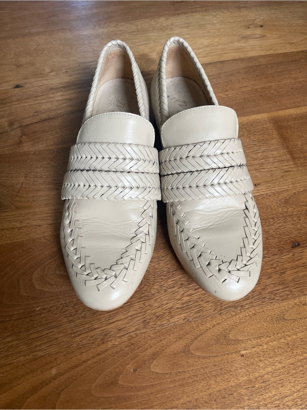 Matisse Woven braided Detail Women's Leather Loafers in Cream 9,5